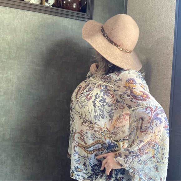 SOLD Sheer Chiffon Bell Sleeve Swiss Dot Top - Picture 10 of 12